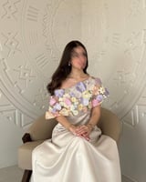 فستان نسائي بالكمام طويلة مناسب للعيد