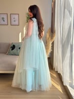 فستان سهرة سماوي تل مطرز