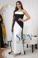 فستان كريب باللون الابيض و الاسود