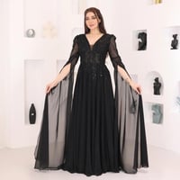 فستان سهرة اسود بتطريز انيق