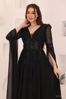 فستان سهرة اسود بتطريز انيق