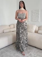 فستان سهرة رمادي فخم