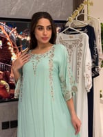 جلابية نسائيه رمضانية مزينه بكرستال ملون