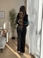 فستان ناعم اسود راقي