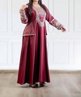 جلابيه عسيريه باللون العنابي الأسود