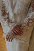 Luxury Beaded Tulle Robe Set white - white Silk