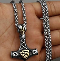 قلادة سلسلة مطرقة ثور النرويجية القديمة فايكنغ عتي...