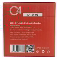 سي فور | سماعة سبيكر | للكمبيوتر واللابتوب | احمر/...