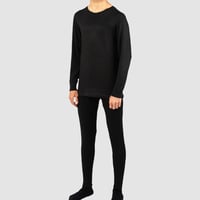 طقم بجامة شتوية قطن أسود: رجالي