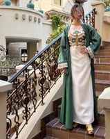 جلابية قطعتين زيتية