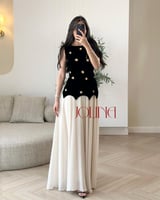 فستان سواريه أسود وبيج