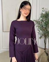 فستان لون موف بأكمام طويلة