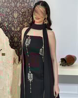 جلابية لون اسود قطعتين