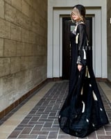 جلابية سوداء بتطريز قطعتين