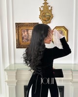 فستان اسود وابيض مخمل جوخ