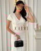 فستان ابيض ميدي