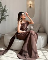 فستان طويل بلون شوكولت