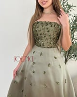 فستان محير زيتي مطرز