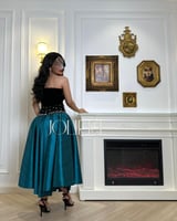 فستان اسود مخمل جوخ بفصوص