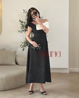 فستان أسود ون شولدر باللون الابيض