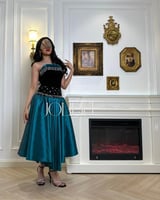 فستان اسود مخمل جوخ بفصوص