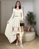 فستان سكري باكمام ريش