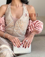 فستان سهرة بيج مطرز