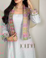 جلابية قطعتين سماوي مطرزة