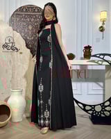 جلابية لون اسود قطعتين