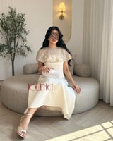 فستان سكري كريمي بكاب