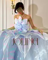 فستان سماوي قطعتين سهرة