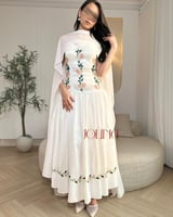 فستان سكري بكاب وتطريز