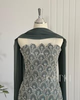 فستان سهره مطرز بلون اخضر فاتح