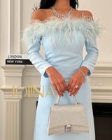 فستان سماوي ريش