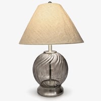 مصباح طاولة أنيق بقاعدة زجاجية شفافة ولمسة عصرية د...