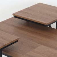 طقم 5 طاولات خدمة مربعة - طاولة مستطيلة - بني فاتح