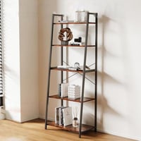 استاند أرفف خشب 5 أدوار - أعمدة معدن أسود