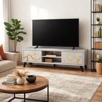 طاولة تلفزيون مستطيلة خشب ماليزي 160 سم - رمادي فا...