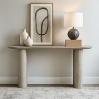 طاولة كنسول أنيقة بتصميم عصري ولون رمادي حجري، مثا...