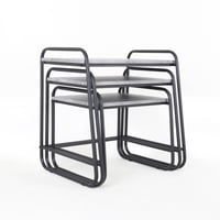 طقم طاولات خدمة - أسطح رخام فضية - قواعد معدن