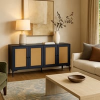 خزانة راتان خشبية - بتصميم عملي