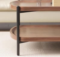 طاولة وسط قهوة بريسما - 2 سطح خشبي طويل - أعمدة مع...