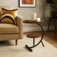 طاولة خدمة 2 سطح خشب - قواعد معدن سوداء