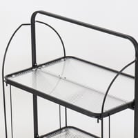 عربة إيليت قابلة للطي - معدن اسود - أرفف بلاستيك