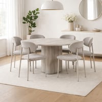 طاولة طعام دائرية بتصميم عصري وأنيق، مع قاعدة ثابت...