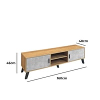 طقم طاولة تلفاز جدارية 160 سم بتشطيب خشبي دافئ مع...