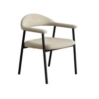 كرسي أنيق بتصميم عصري وتنجيد بلون فاتح، مع مساند ذ...