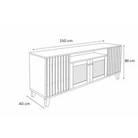 طاولة بوفيه خشبية فاخرة، بتفاصيل شرائح عمودية وأبو...