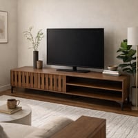 طاولة بلازما عصرية 180 سم، سطح خشبي أنيق مع وحدات...