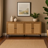 خزانة خشبية بأبواب من القش، تصميم بسيط ولمسة طبيعي...